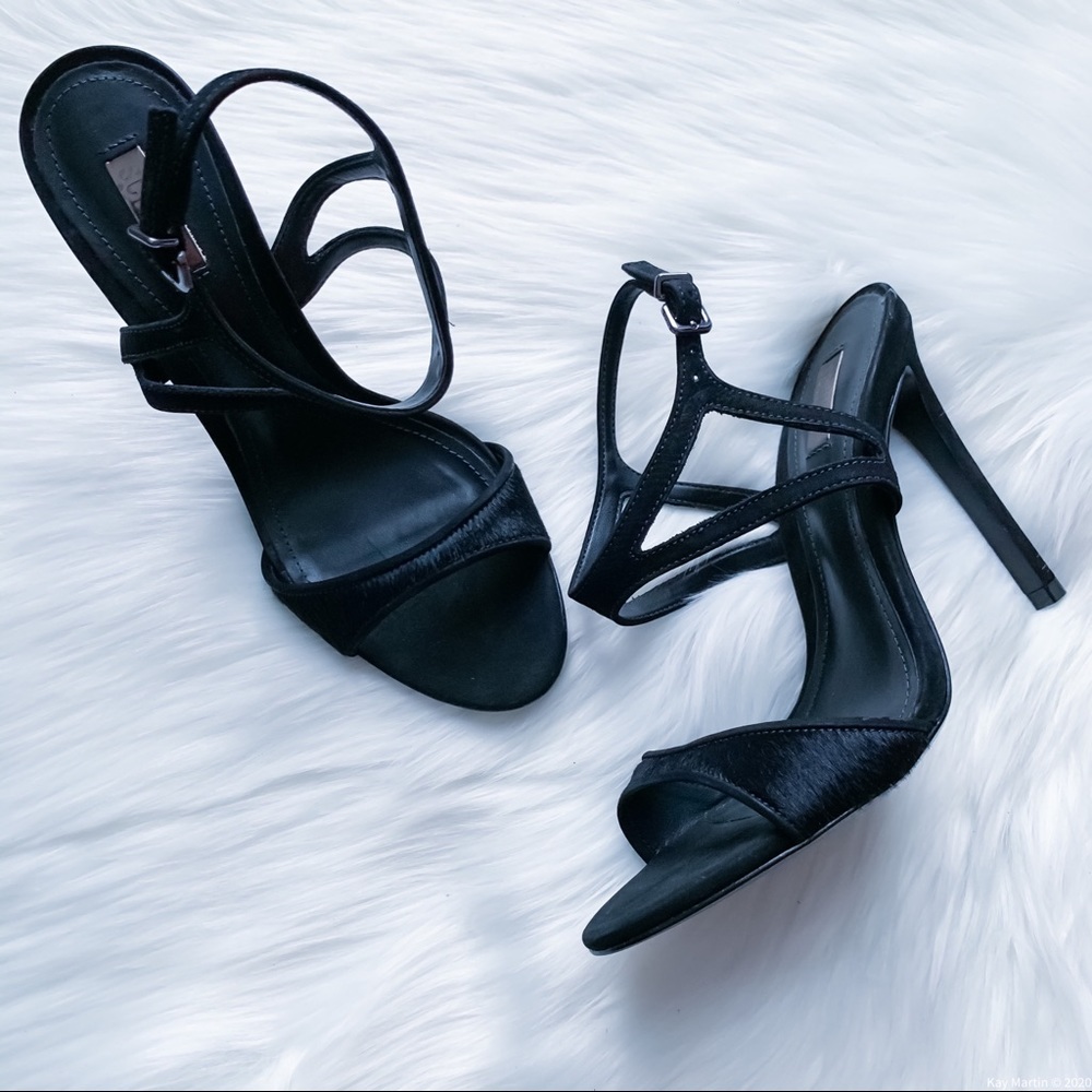 SCHUTZ Ocrisia Ankle Strap Sandals Heels Black 7.5